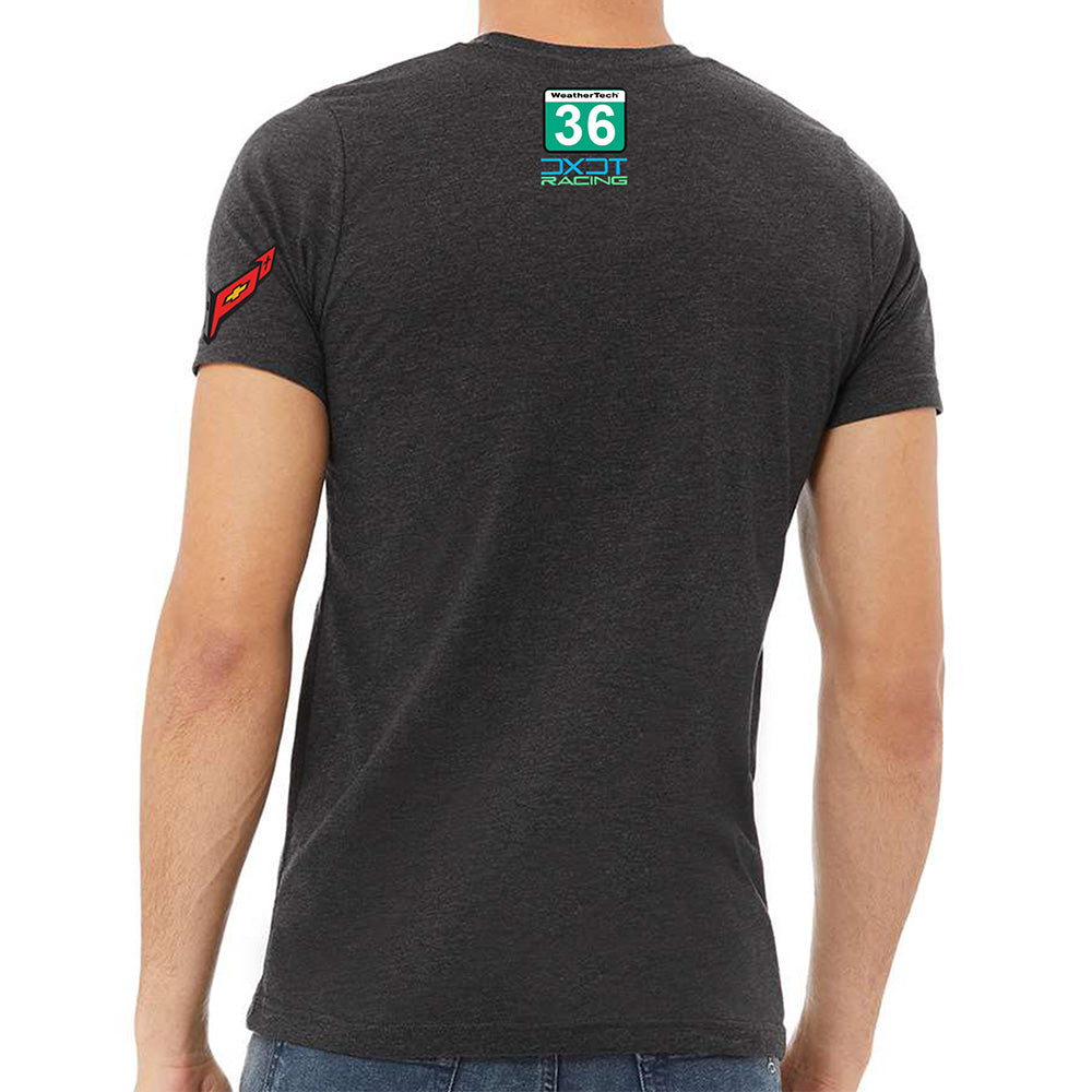 DXDT Racing Tee | Dark Gray Heather - Back
