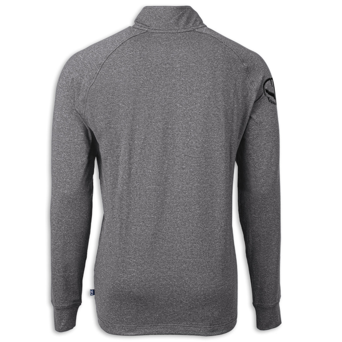 Gray long-sleeve shirt with a quarter-zip on a white background