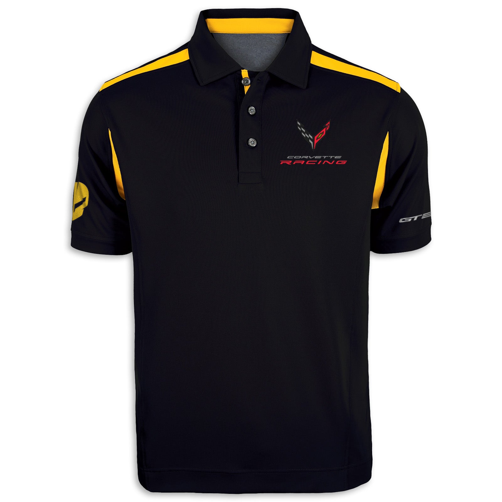 Corvette Racing Two-Tone Polo | Black/Yellow - Front