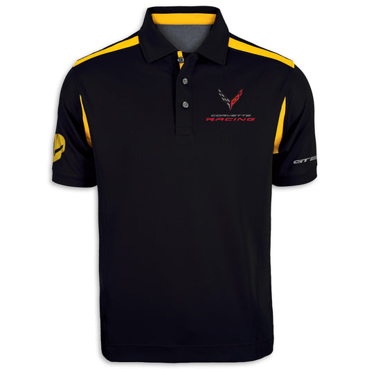 Corvette Racing Two-Tone Polo | Black/Yellow - Front