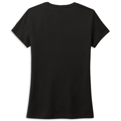 A black short-sleeve crewneck t-shirt shown from the back, photographed flat against a solid white background.