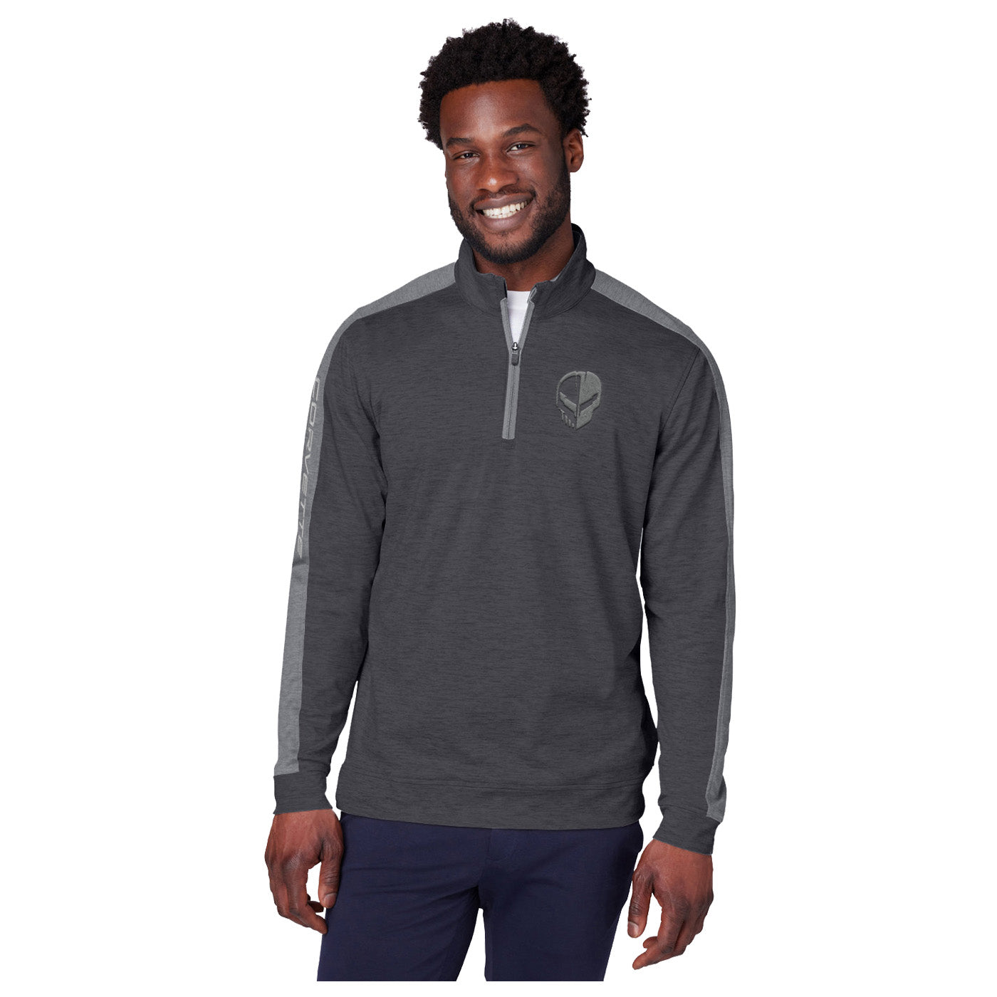 Puma Quarter-Zip | Black Heather/Gray - On Figure Front