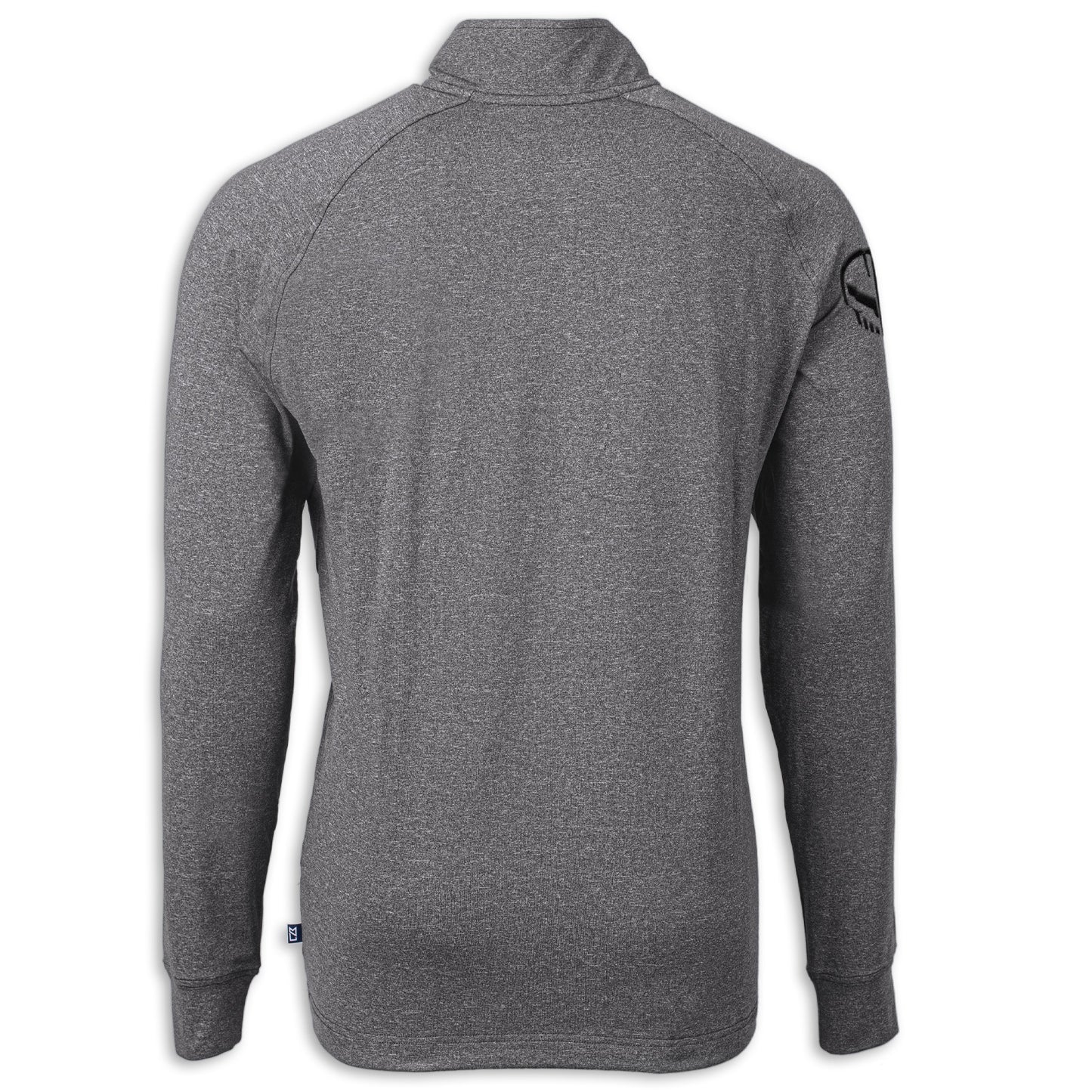 Gray long-sleeve shirt with a quarter-zip on a white background