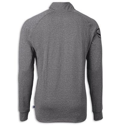 Gray long-sleeve shirt with a quarter-zip on a white background