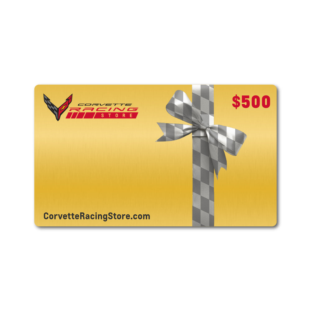 $500 Gold gift card with Corvette Racing Store logo