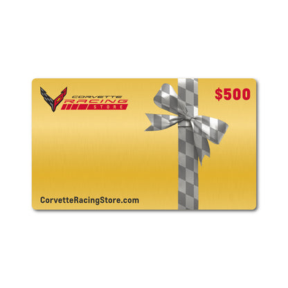 $500 Gold gift card with Corvette Racing Store logo